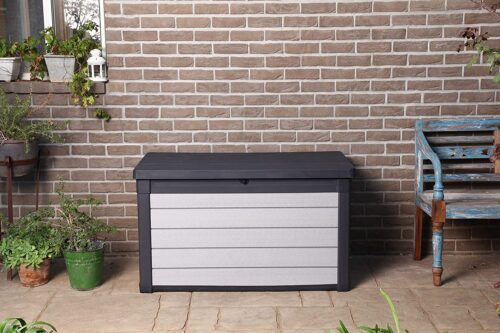 Denali 100 Gallon Resin Large Deck Box - Grey / Black - Image 3