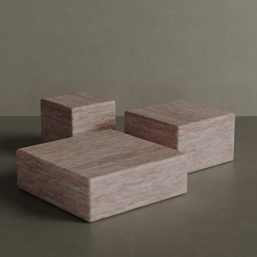 Cerazo Travertine Coffee Table, Red - Image 3