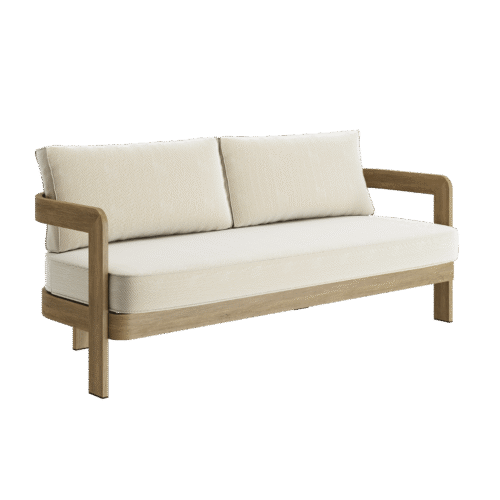 N3 Oak Three Seater Sofa Pearl Herringbone