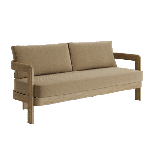 N3 Oak Three Seater Sofa Wheat Canvas