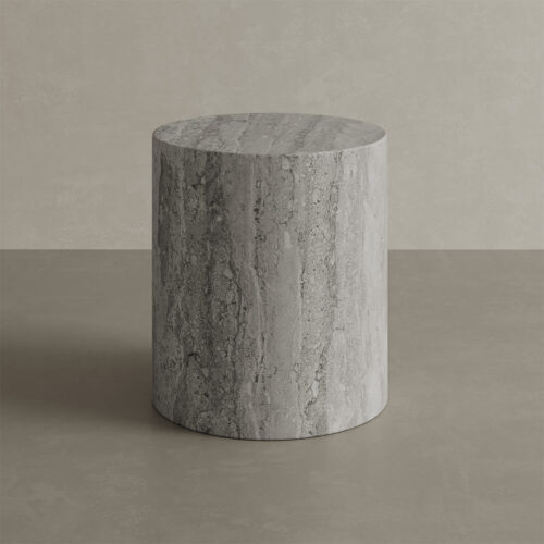 Porto Travertine Side Table, Grey