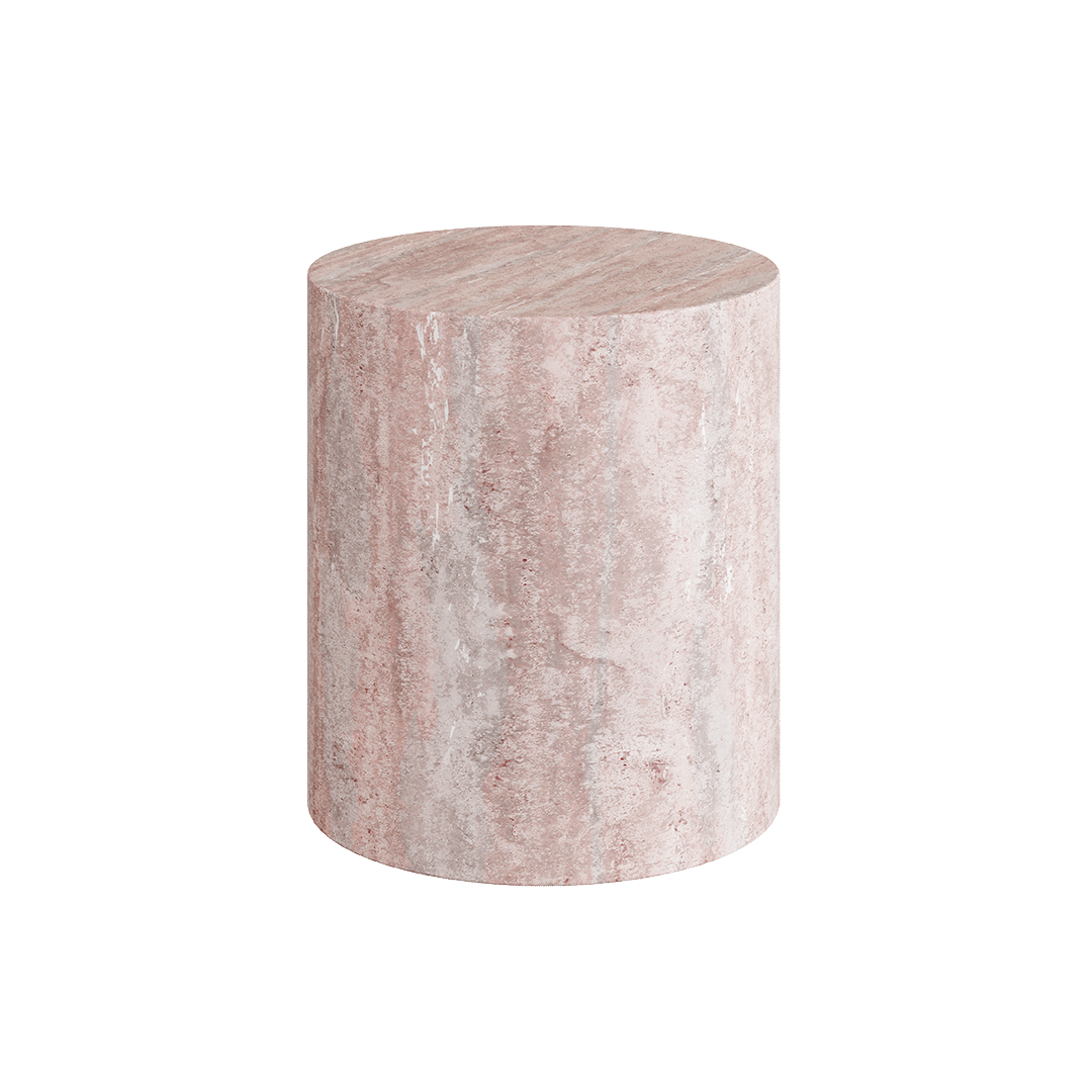 Porto Travertine Side Table, Red - Image 2