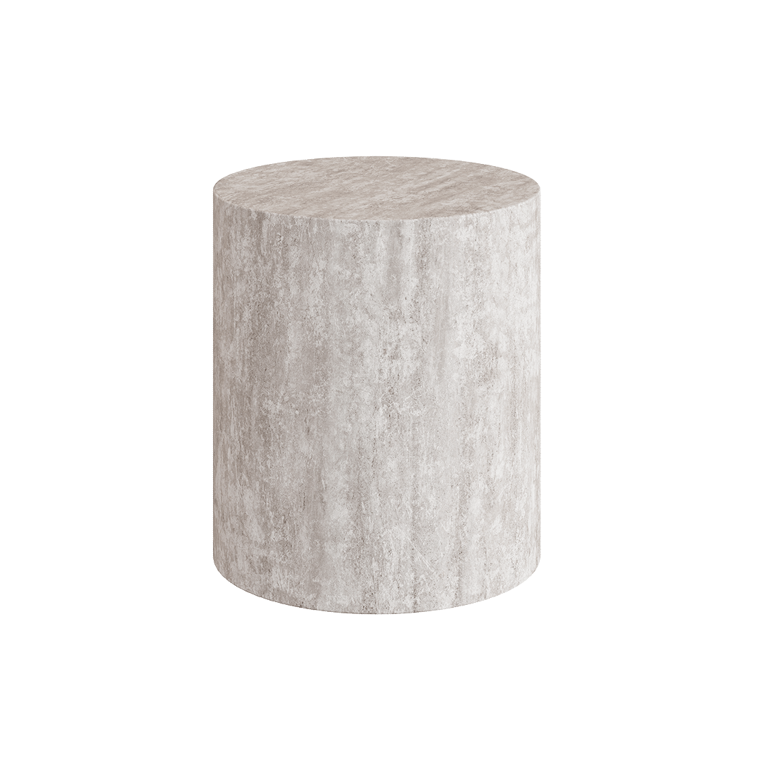 Porto Travertine Side Table, White - Image 3