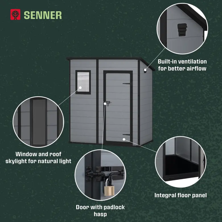 Klikstrom Senner 6x4 ft Pent Grey Shed with floor & 1 window - Image 8