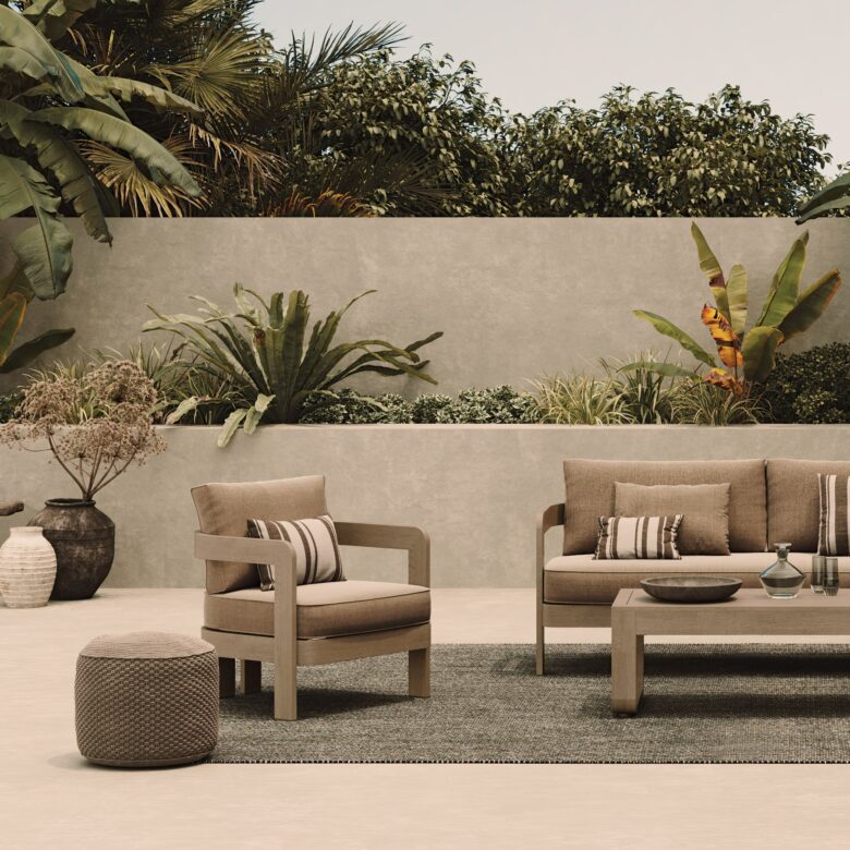 N3 Oak Three Seater Sofa Wheat Canvas - Image 2