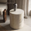 Porto Travertine Side Table, White