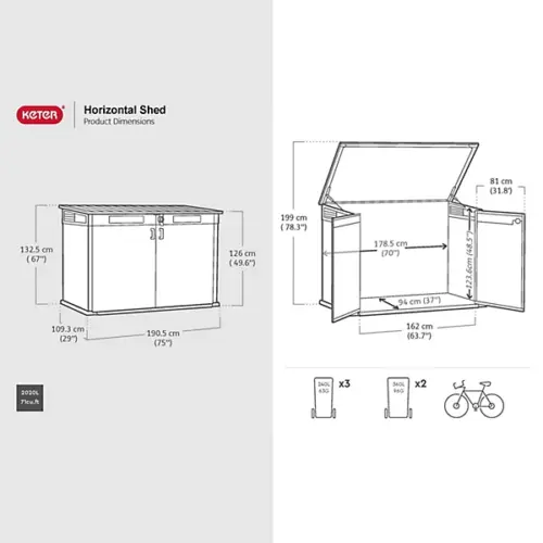 Keter Signature Decocoat Walnut 2020L Pent Garden storage 6x3 ft (H)1325mm (W)1905mm - Image 3