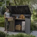 Keter Signature Decocoat Walnut 2020L Pent Garden storage 6x3 ft (H)1325mm (W)1905mm