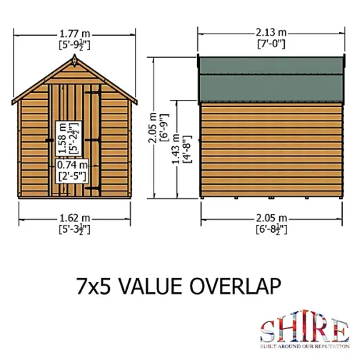 Shire Overlap 7x5 Single Door Windowless Value Garden Building - Image 8