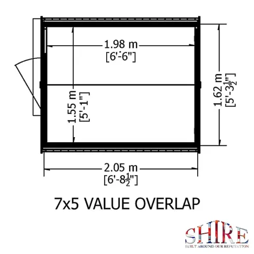 Shire Overlap 7x5 Single Door Windowless Value Garden Building - Image 9