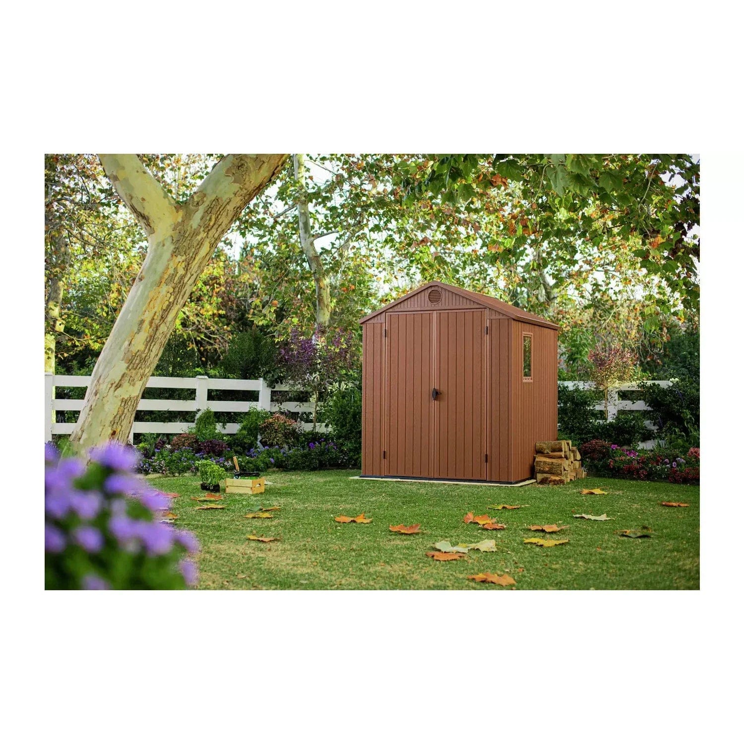 Keter Darwin 6x6 ft Apex 2 door Shed with floor & 1 window (Base included) - Image 3