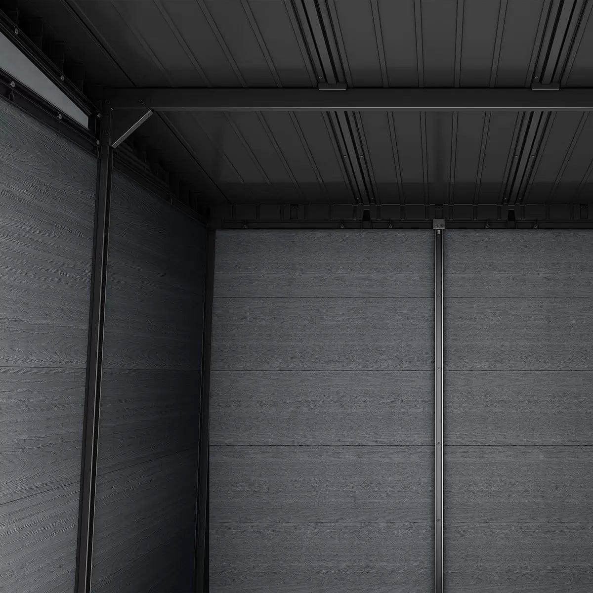 Keter 9’x7.5′ Newton Plus Side Entry Plastic Shed – Dark Grey - Image 5