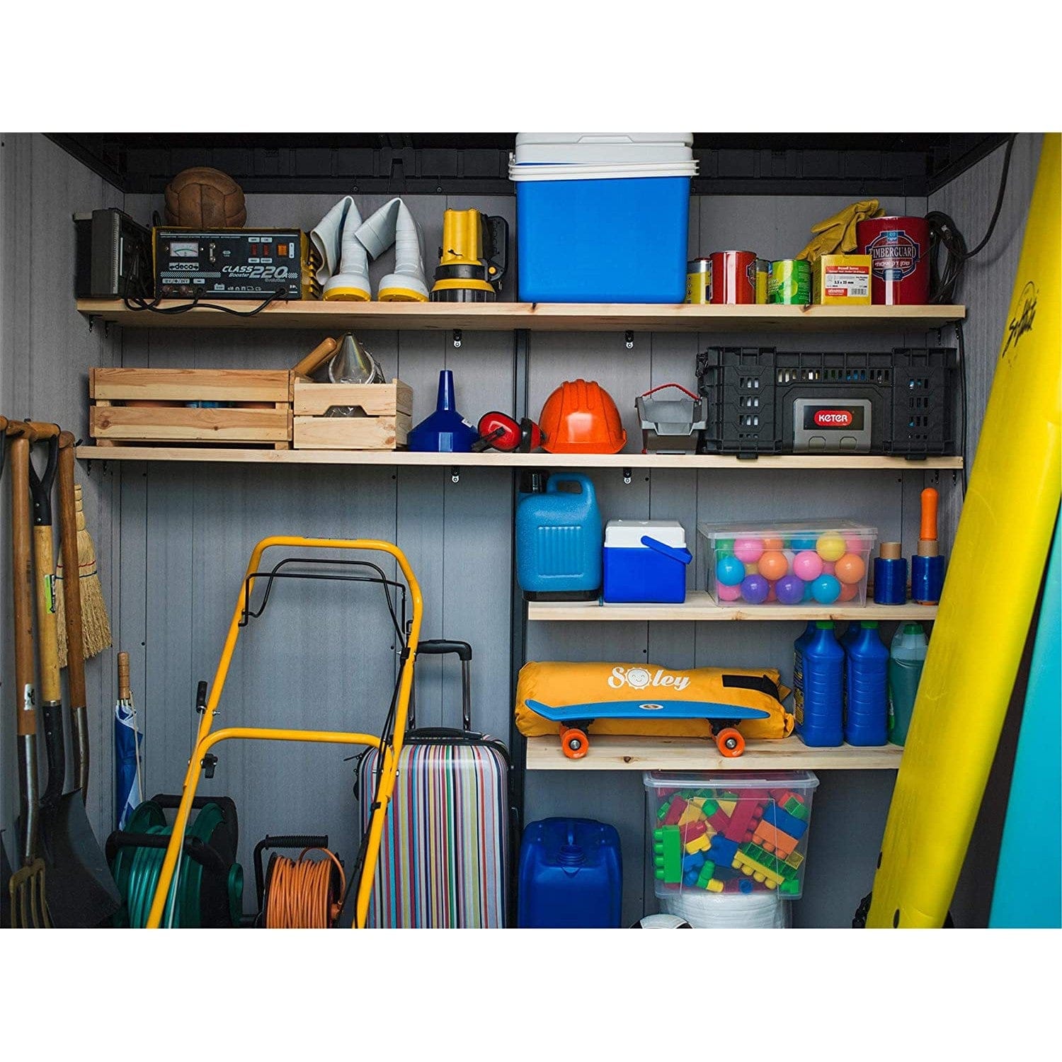 Keter Artisan 7x11 ft Pent Grey Plastic 2 door Shed with floor & 1 window - Image 4