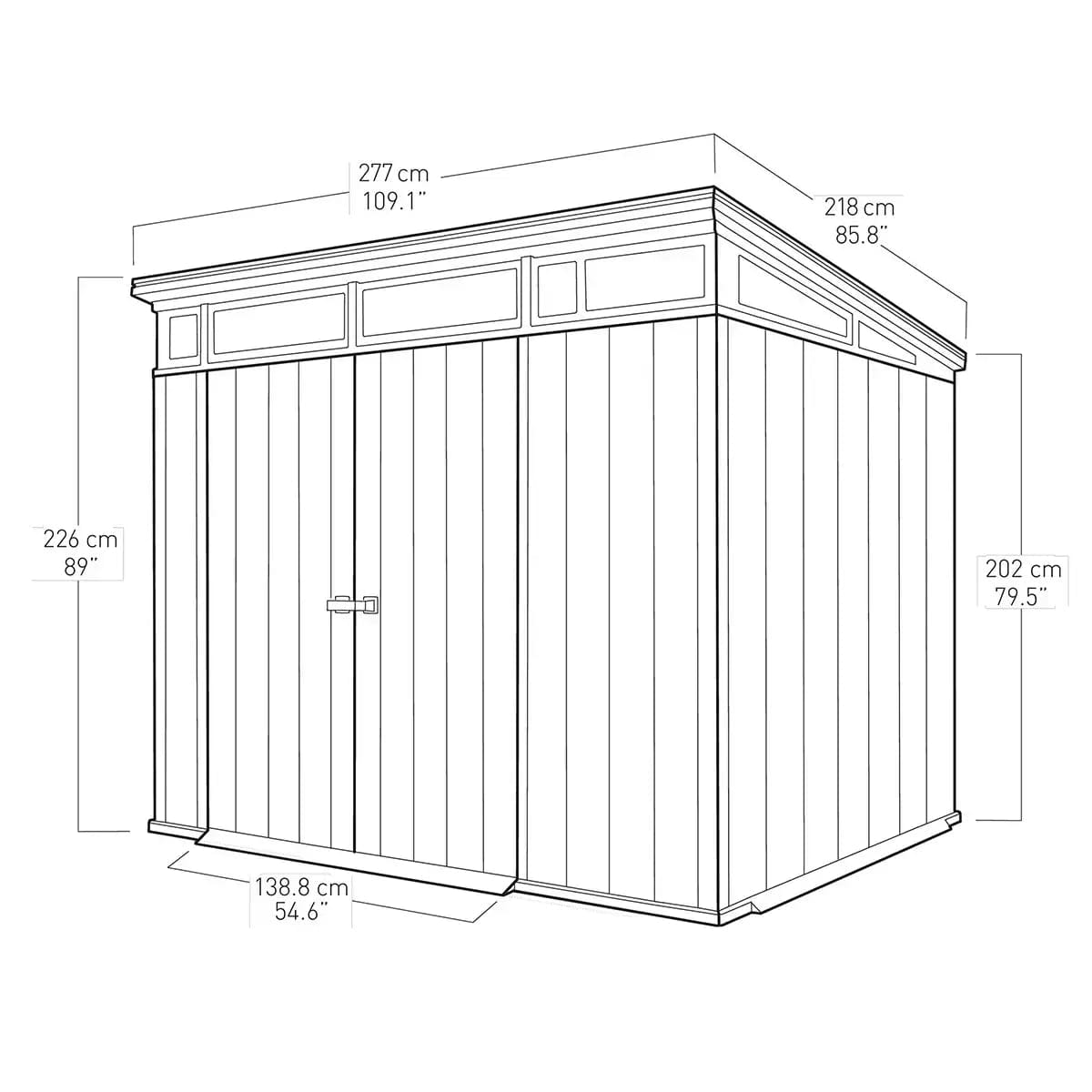 Keter Artisan 9x7 ft Pent Grey Plastic 2 door Shed with floor & 1 window - Image 5