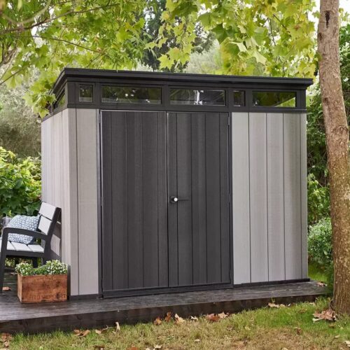 Keter Artisan 9x7 ft Pent Grey Plastic 2 door Shed with floor & 1 window