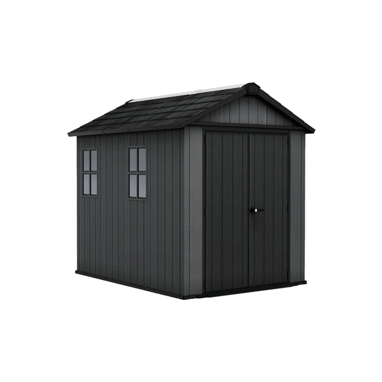 Keter 7.5’x9′ Newton Plus Front Entry Plastic Shed – Dark Grey